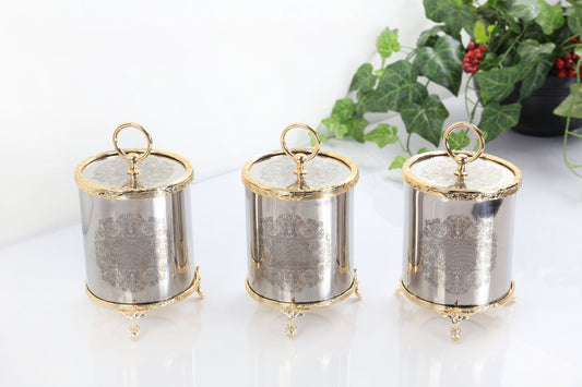 Luxury Gold Kitchen Canister Set of 3 1200cc Food Storage Jars
