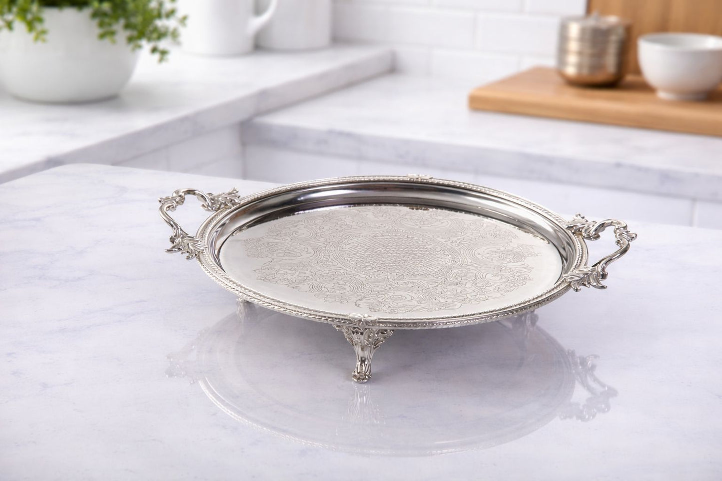 Luxury Bathroom Tray, Stainless Steel Pedestal Display Stand, Gold/Silver/Antique Finishes