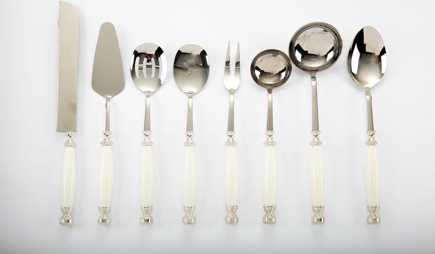 Premium Stainless Steel Serving Set with Elegant Handles | 8 Piece - Gold