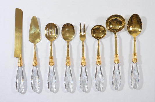 Luxury Clear Crystal Handle Serving Set