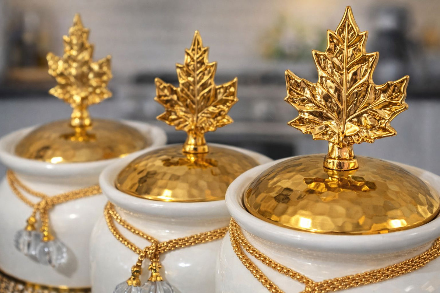 Elegant 3 Piece Gold Kitchen Canister Set  Durable & Stylish Storage for Coffee, Tea, and More