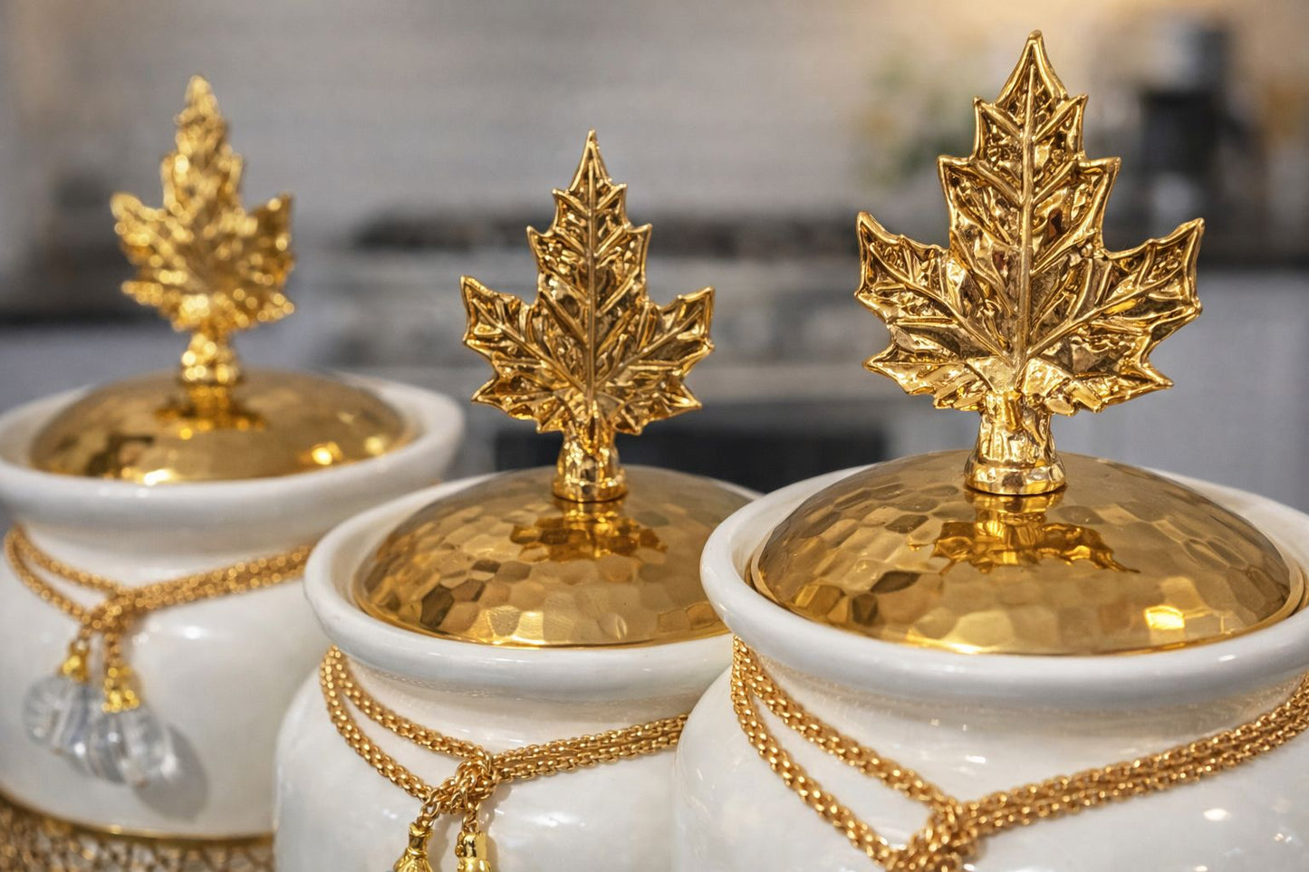 Elegant 3 Piece Gold Kitchen Canister Set  Durable & Stylish Storage for Coffee, Tea, and More