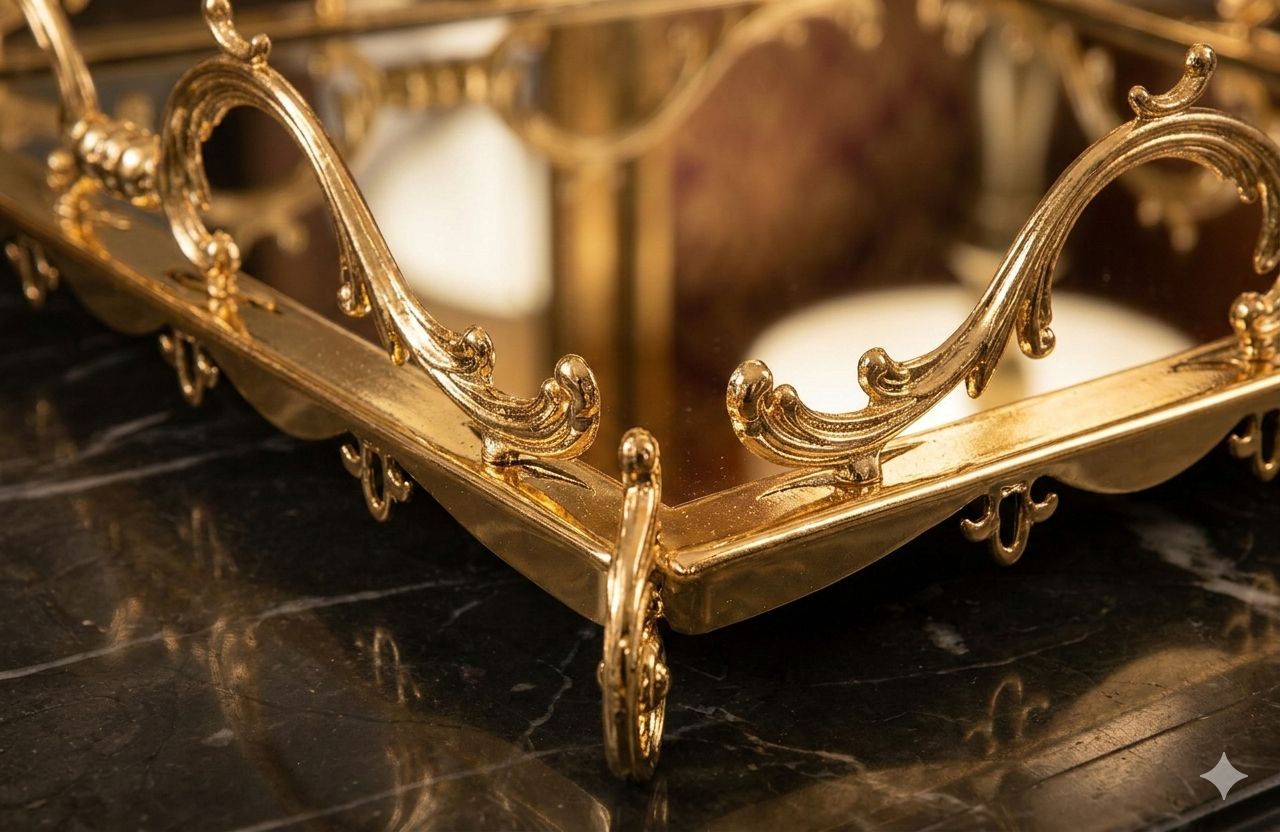 Square Mirrored Silver Vanity Tray - Decorative Serving Tray for Perfume, Jewelry & Makeup Organizer