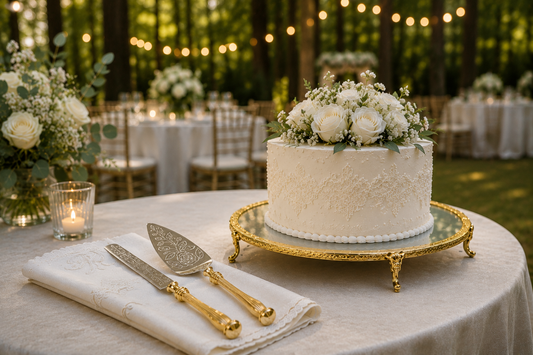 Wedding Set, Gold Wedding Cake Stand,  Wedding Cake Server Set